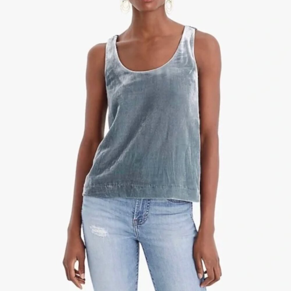 J.Crew Velvet Scoop Neck Keyhole Back Sleeveless Tank - Grey